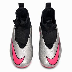 🍀🍀 Nike Mercurial Soccer Cleats Silver & Pink Youth